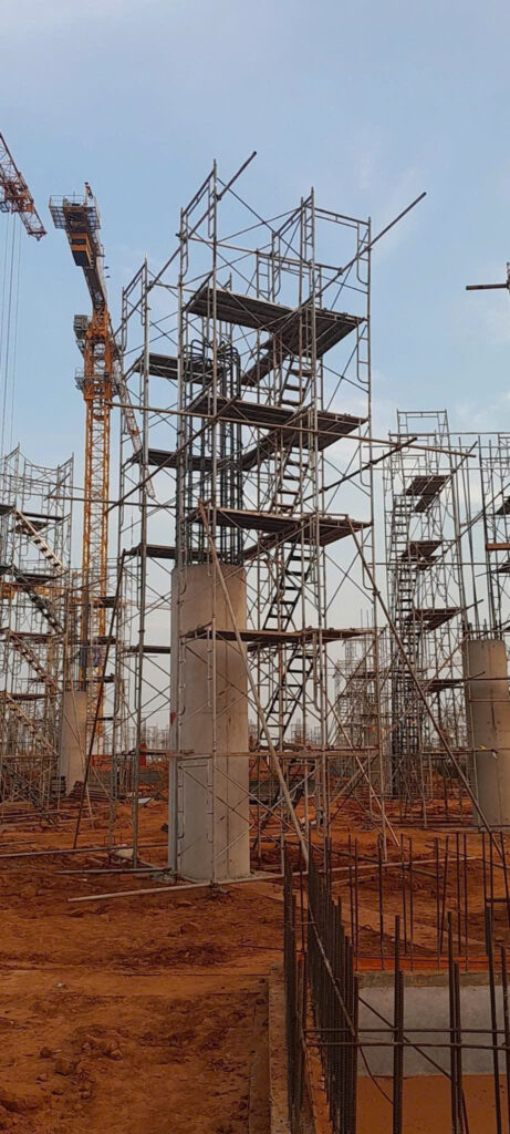 Mâm giàn giáo nặng bao nhiêu kg - Giàn giáo thi công kết hợp mâm làm cột