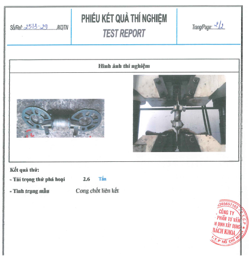 Test report with equipment image.